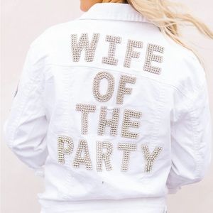 Judith March “Wife of the Party” distressed jean jacket.